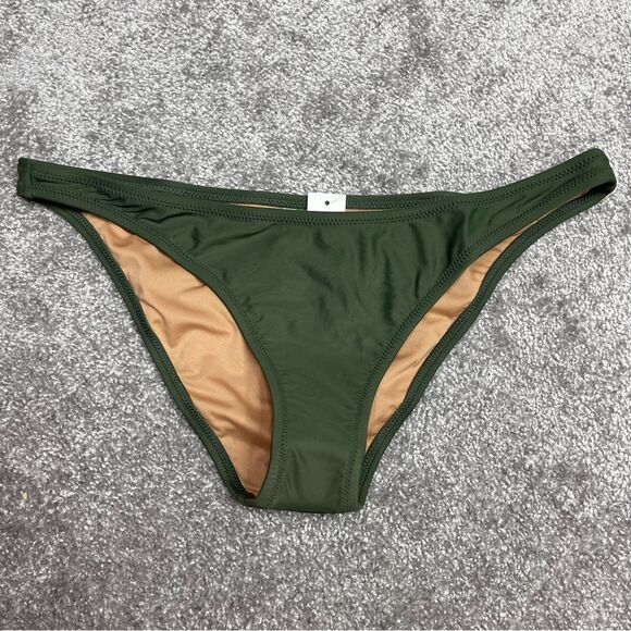 J. Crew Heritage 1989 High Leg Bikini Bottom Medium Green High Cut Cheeky Lined - Picture 1 of 8